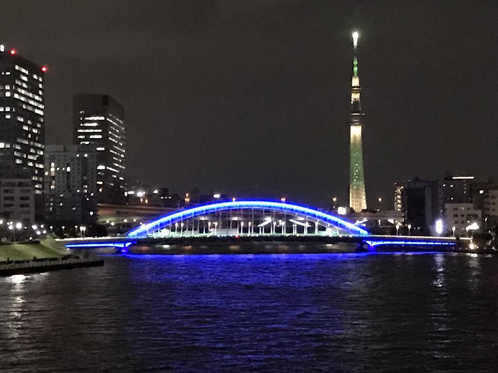 隅田川の12 橋が現在ライトアップ