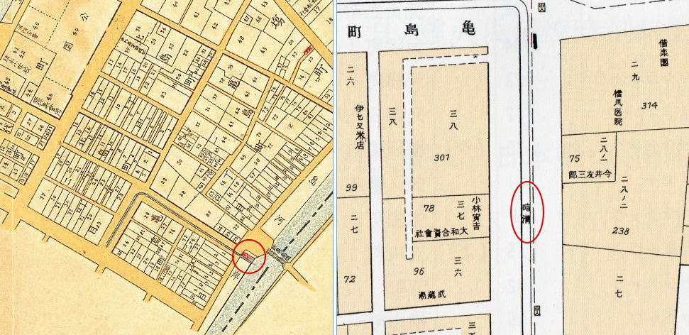 東京市拾五区区分全図と地籍地図 「亀島小橋」を探して～デジタル古地図めぐり