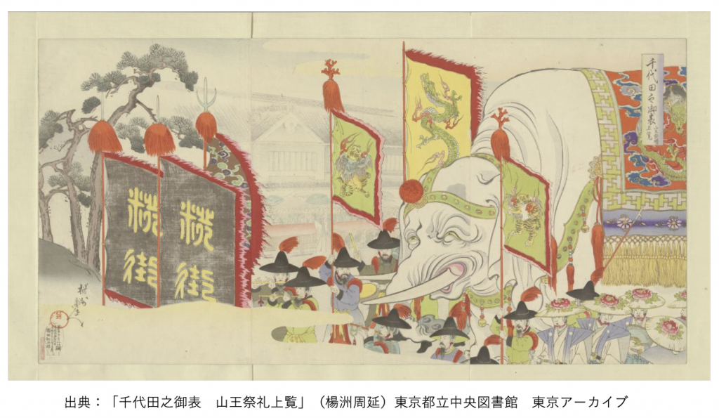 江戸時代の象 日枝神社の象山車