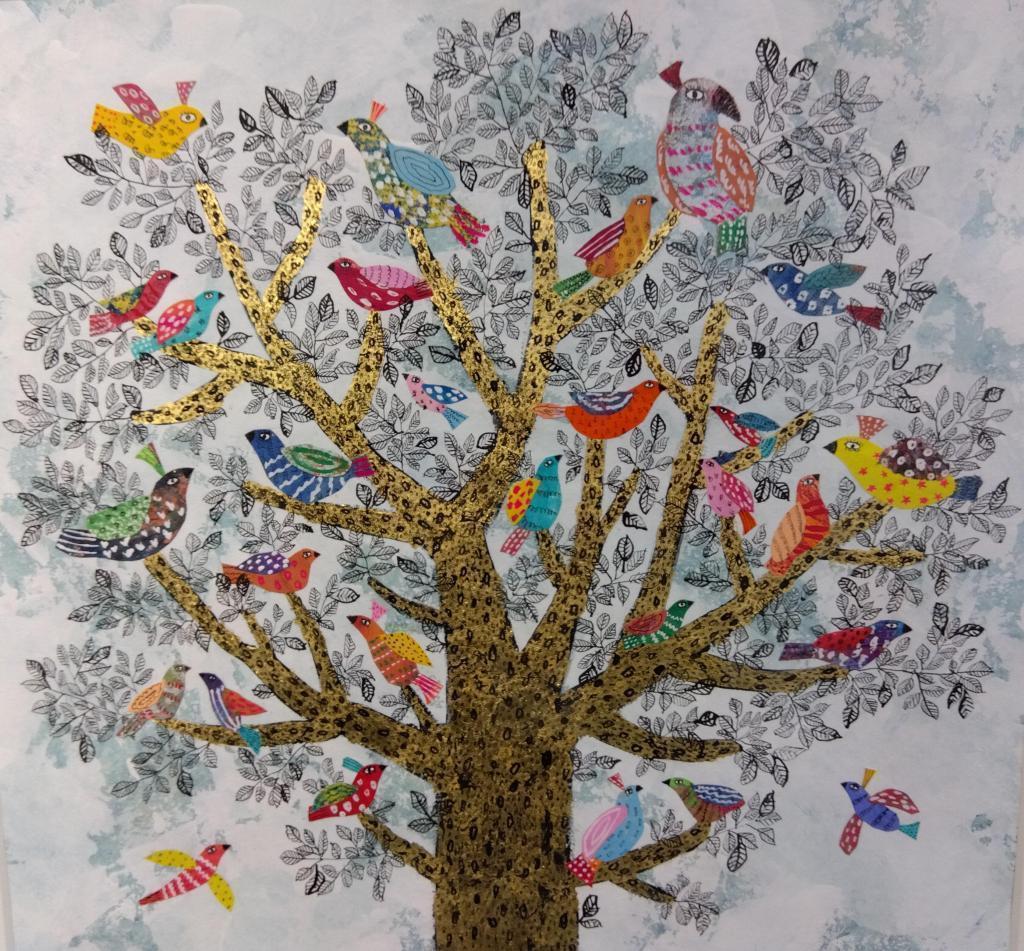 「「樹と鳥　Ⅹ」は、　『樹と鳥』という作品の十作目
 銀座の画廊訪問　ギャラリー新居東京