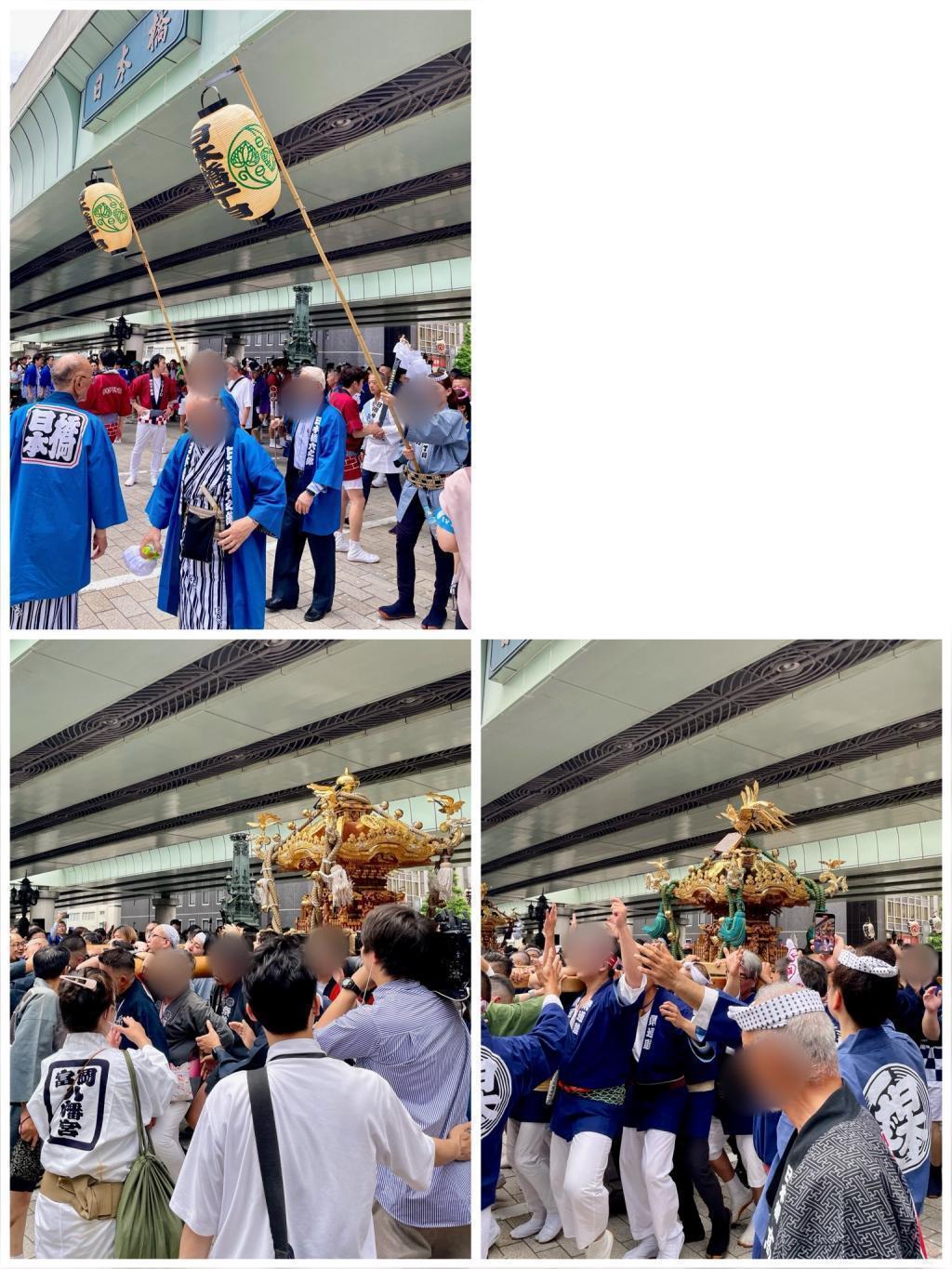 日本橋一丁目、日本橋二丁目通 中央通りを神輿が練り歩く（山王祭）下町連合渡御