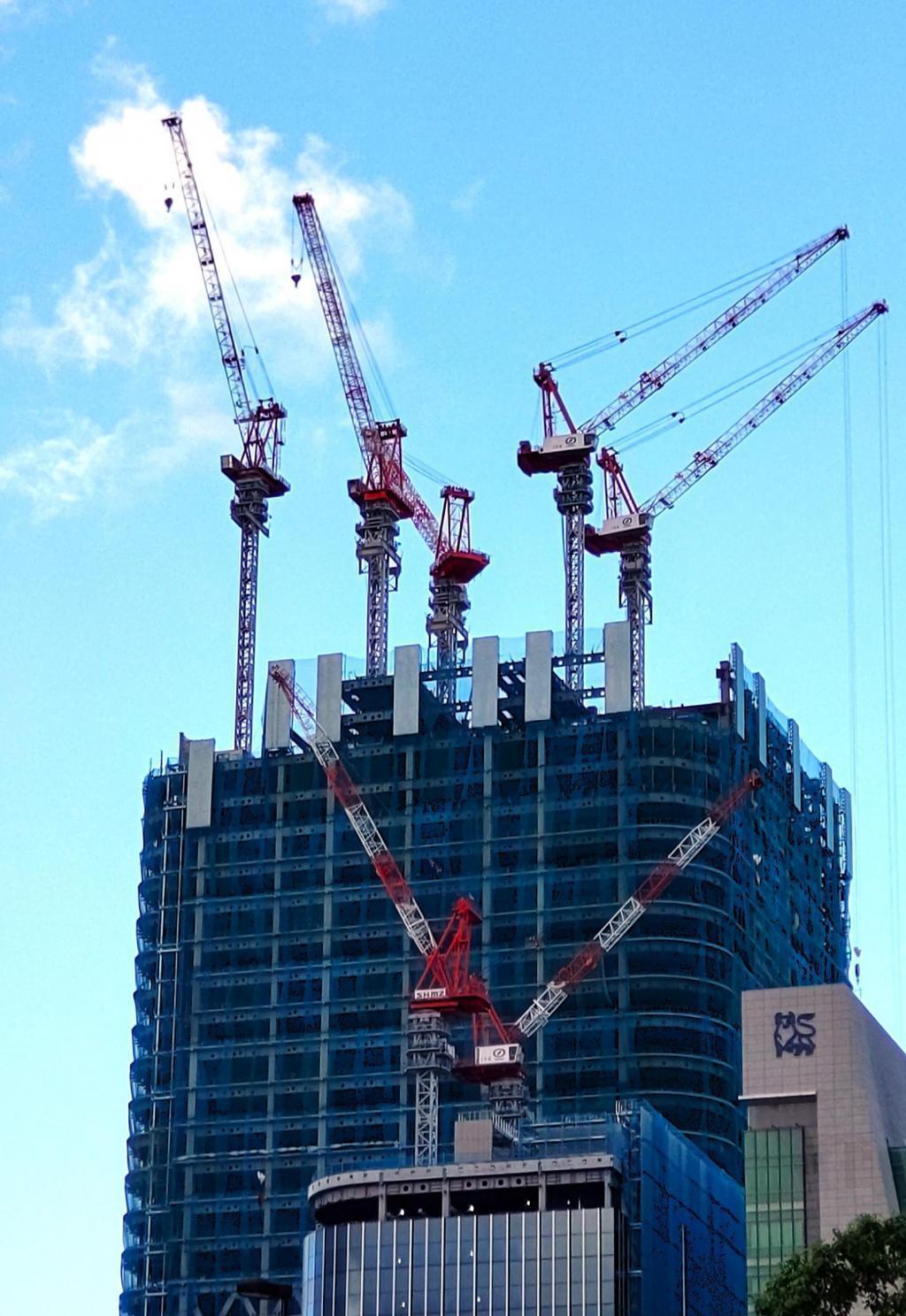  天空に建つ重厚な職人　～タワークレーンの雄姿～