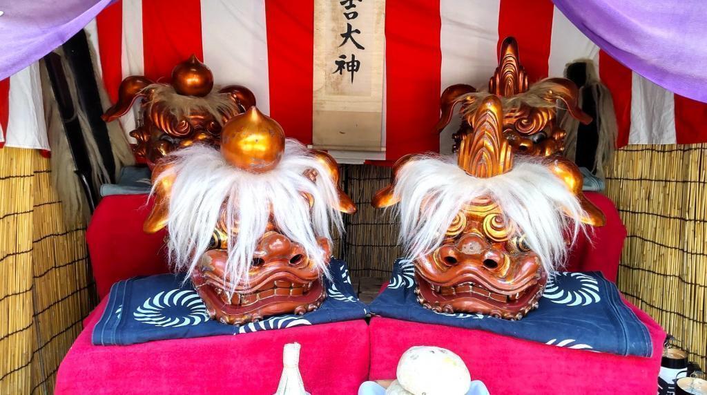 祭りの獅子達 ぼくの自由研究。住吉神社例祭。