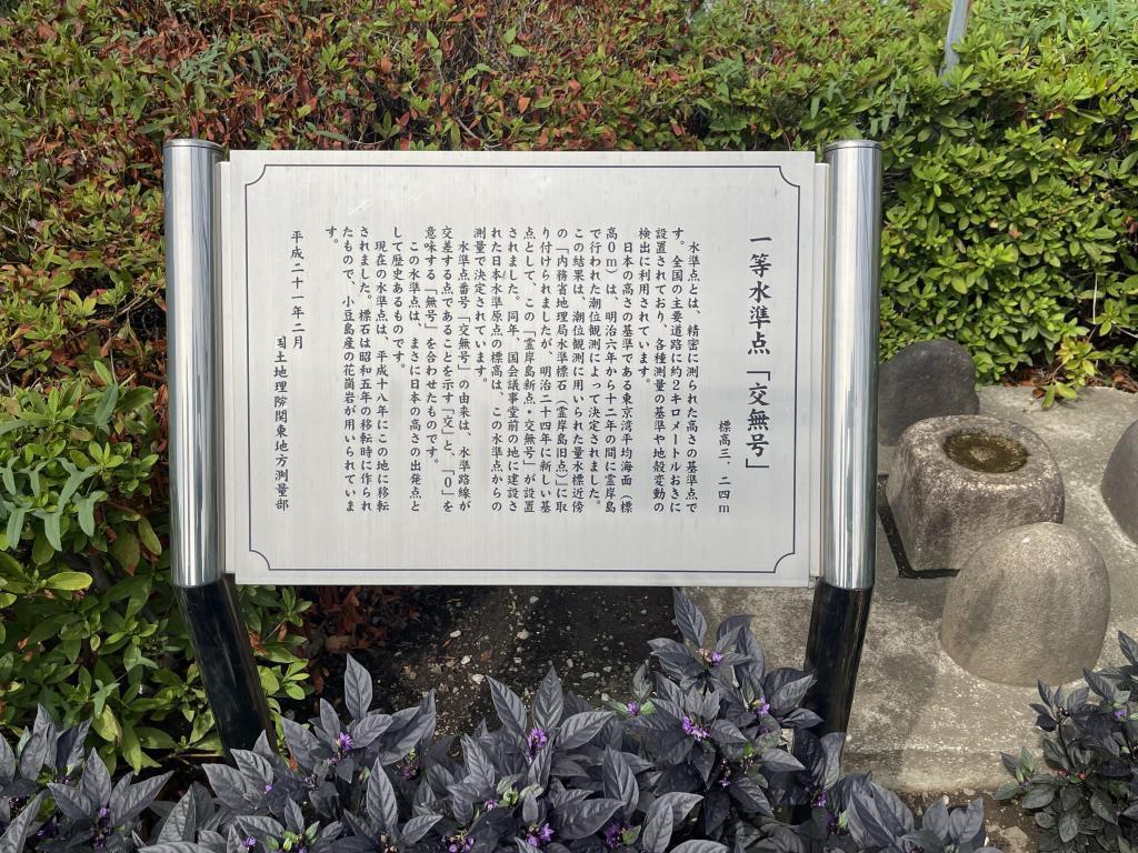  摩天楼と聖地に佇む日本水準原点