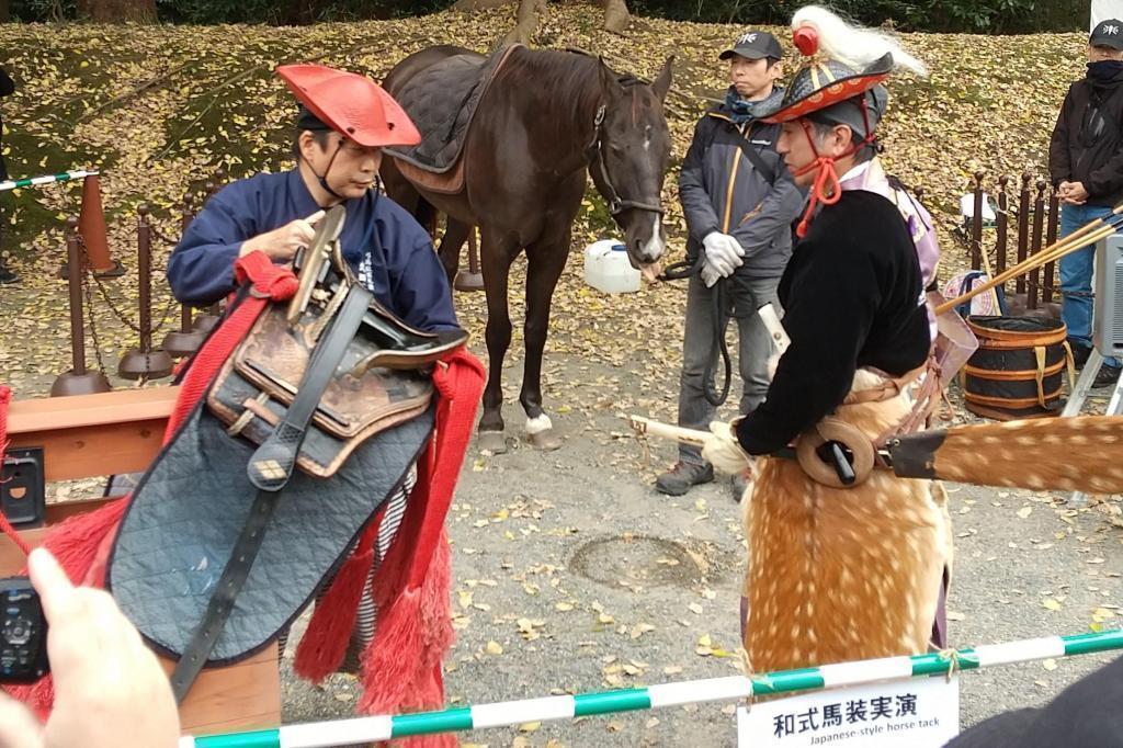 和式馬具の装着実演 浜離宮に本物の馬が来た。