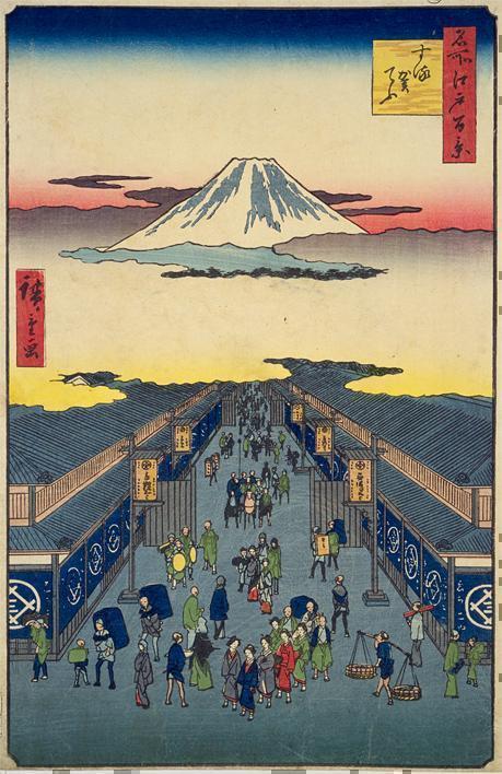 「名所江戸百景　するがてふ」：　歌川広重 浮世絵に描かれた中央区の名所(3)  
～「名所江戸百景　するがてふ」：　歌川広重～　　

＆【イベントのお知らせ】2月15日（日）まで「日本橋イルミネーション～こころ躍るNIHONBASHI」と「カナエルNIHONBASHI2025－26」開催中、残り期間わずかです！