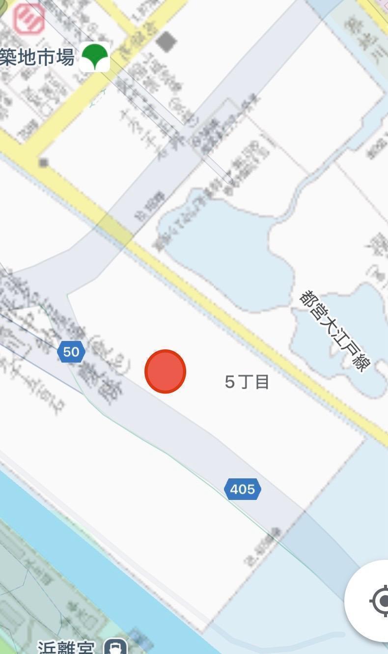 この赤丸あたり 築地場内跡地で発掘中？