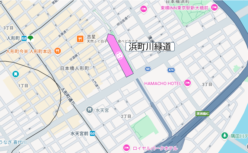 地図（人形町エリア） 【動画】中央区の桜を一足先にご紹介！！