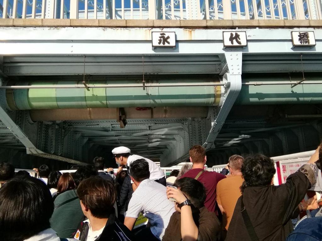  東京タワーと東京スカイツリーを求めて
　隅田川９橋を遡上します　⑤
　　～　永代橋　～