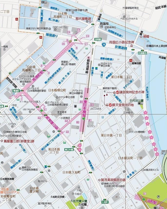 散策したエリア地図 味わい深い交差点のある街