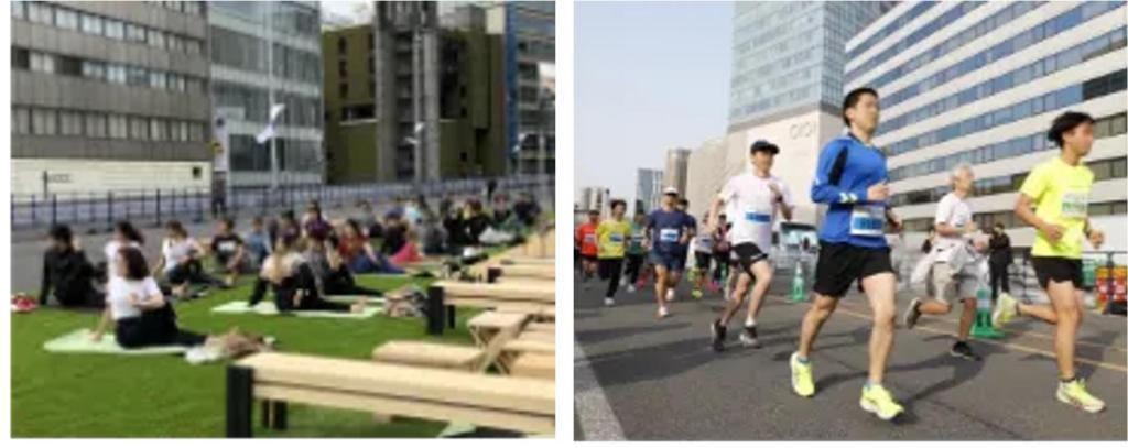 MorningプログラムはRunとヨガ 銀座の上空で朝RUN＆ヨガ・昼マルシェ・夜ライブ＆シネマ
4/25,26の旧KK線にて開催‼️