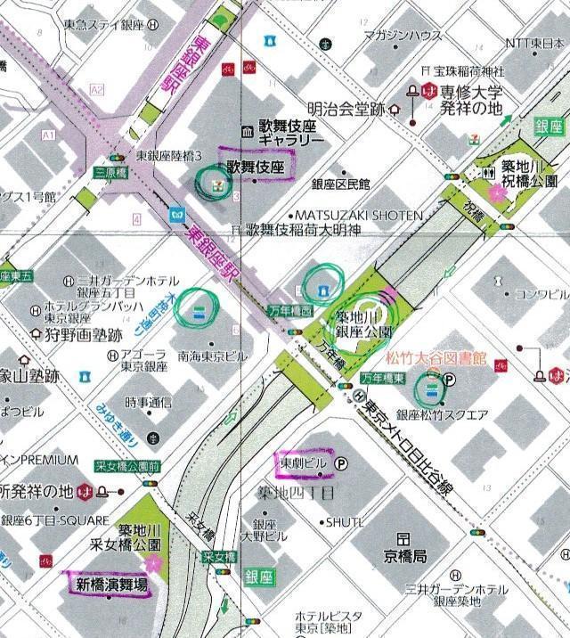 エリアこんな感じです 東銀座、開場前の時間を楽しもう