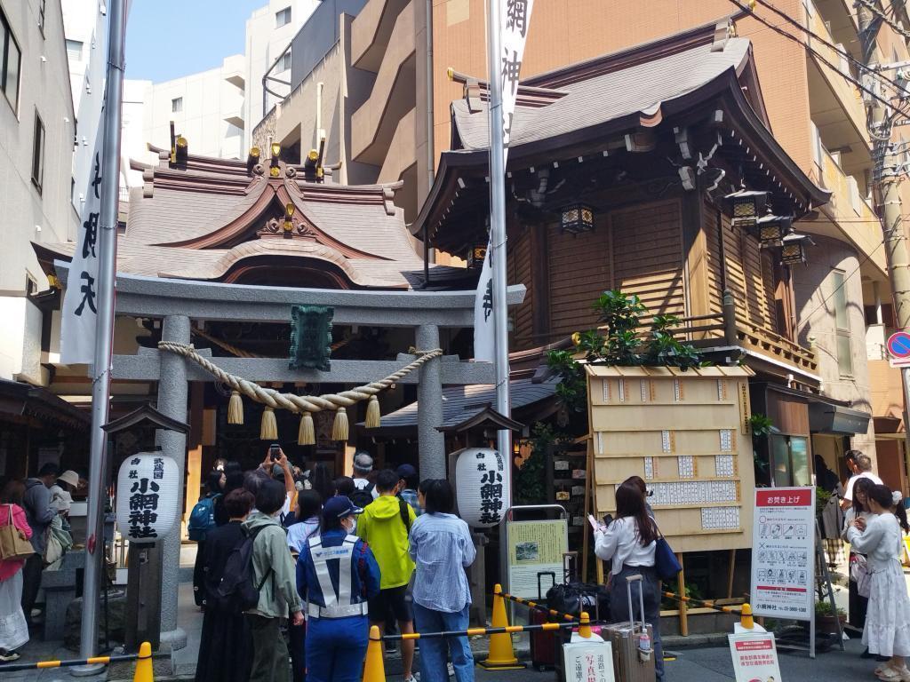 小網神社 例大祭 【観覧に便利な、マップ ＆ 神輿渡御ルート・時刻付】　
＜小網神社 例大祭＞（5月28日(木)～30日(土)）　
パワースポットとして有名な「小網神社」、今年は5年に一度の神輿渡御の年！