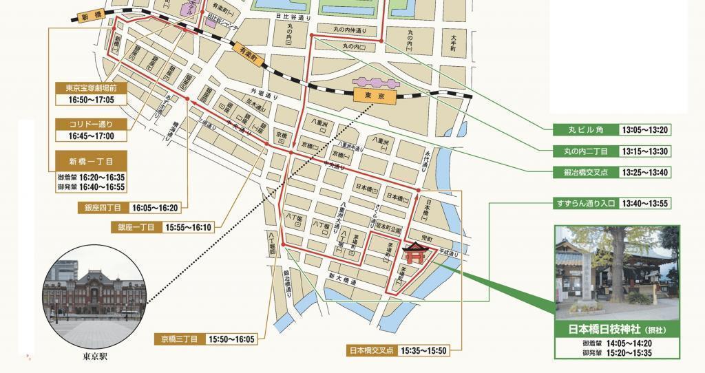  【山王祭を満喫できる、マップ ＆ 観覧おススメの場所・時刻付】　
＜日枝神社 山王祭＞（6月12日(金)～14日(日)）
