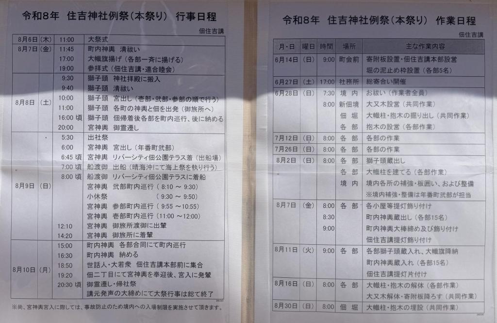 次は8/2に獅子頭蔵出しと柱建て 中央区『本祭り』当たり年：次は住吉神社例大祭（8/6-10）
いよいよ大幟柱の掘り出し、大又木登場‼️