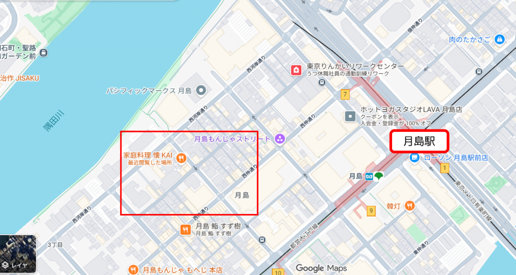 ざっくりお店の場所 月島名物レバーフライを探索・・もはや絶滅・・？　Part6