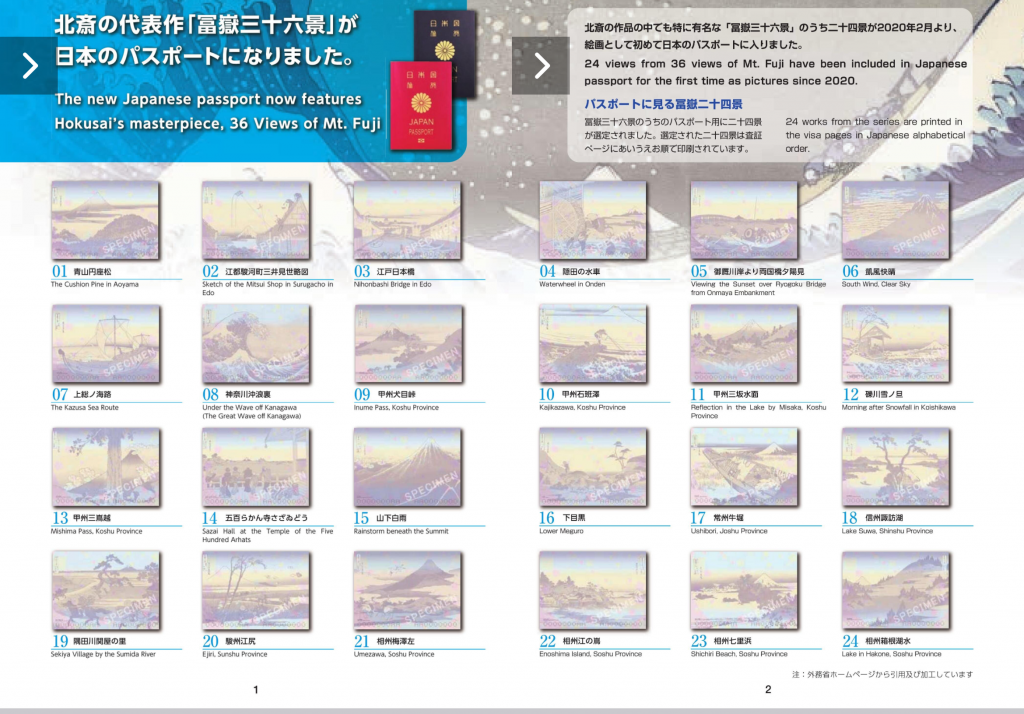 目次は、こんな感じで表示（2枚を結合してます） スマホの中に「冨嶽三十六景」！
通油町ギャラリーが「北斎ハウス」へリニューアル！